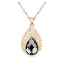 Gold Plated Black Diamond Crystal Necklace